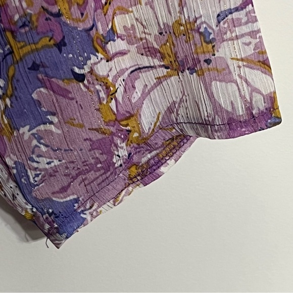 Nasty Gal Womens Size 10 Sunflower Lilac Floral Print Pleated Plunge Mini Dress - Picture 3 of 10